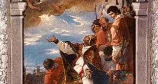 S. Gregorio Magno invoca la Vergine per la cessazione della peste, 1700, Santa Giustina, Padova.
